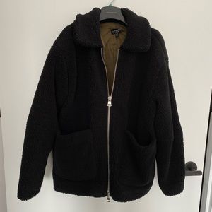 Top shop Black Teddy Jacket Coat Women’s Size 2